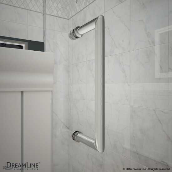 Unidoor Plus 35 in. W x 30 3/8 in. D x 72 in. H Frameless Hinged Shower Enclosure in Chrome