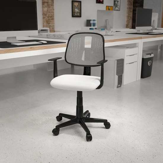 Flash Fundamentals Mid-Back White Mesh Swivel Task Office Chair with Pivot Back and Arms, BIFMA Certified