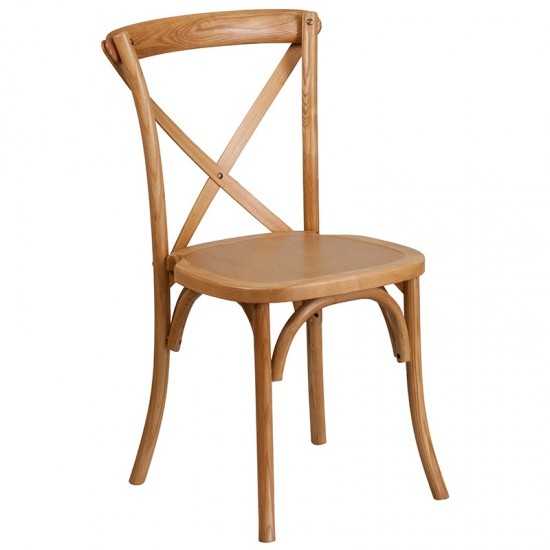 Stackable Oak Wood Cross Back Chair