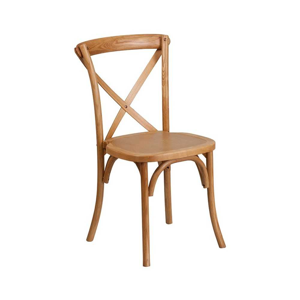 Stackable Oak Wood Cross Back Chair