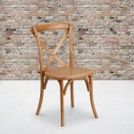 Stackable Oak Wood Cross Back Chair