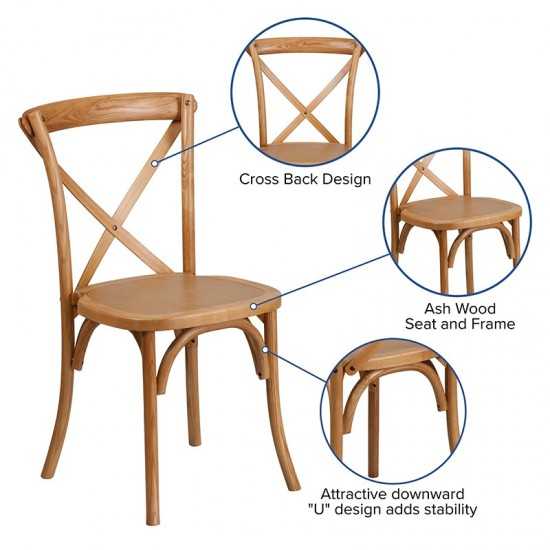 Stackable Oak Wood Cross Back Chair