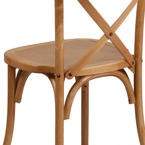 Stackable Oak Wood Cross Back Chair