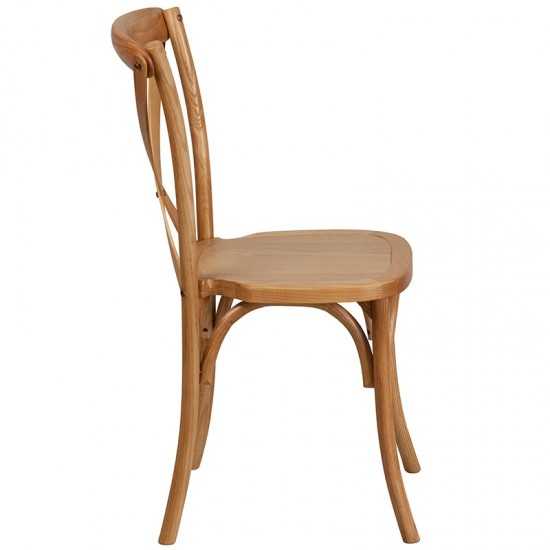 Stackable Oak Wood Cross Back Chair