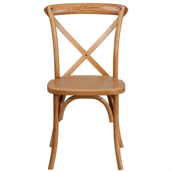 Stackable Oak Wood Cross Back Chair