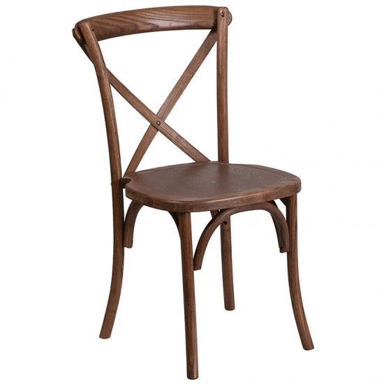 Stackable Pecan Wood Cross Back Chair