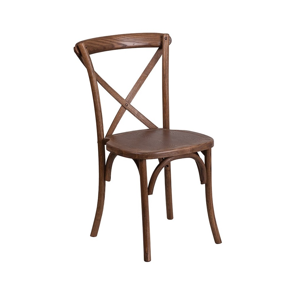 Stackable Pecan Wood Cross Back Chair Stackable Pecan Wood Cross Back Chair