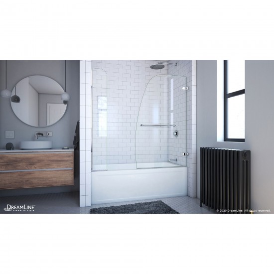 Aqua Uno 56-60 in. W x 58 in. H Frameless Hinged Tub Door with Extender Panel in Chrome