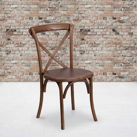 Stackable Pecan Wood Cross Back Chair