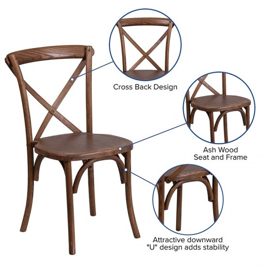 Stackable Pecan Wood Cross Back Chair