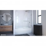 Aqua Uno 56-60 in. W x 58 in. H Frameless Hinged Tub Door with Extender Panel in Brushed Nickel