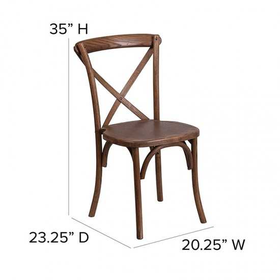 Stackable Pecan Wood Cross Back Chair