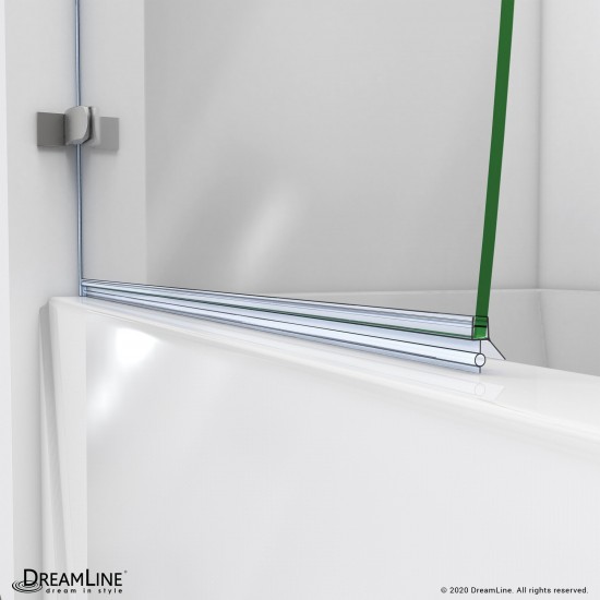 Aqua Uno 56-60 in. W x 58 in. H Frameless Hinged Tub Door with Extender Panel in Brushed Nickel