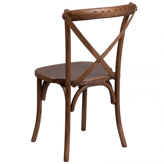 Stackable Pecan Wood Cross Back Chair