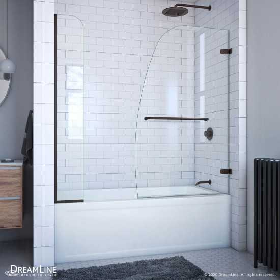 Aqua Uno 56-60 in. W x 58 in. H Frameless Hinged Tub Door with Extender Panel in Oil Rubbed Bronze