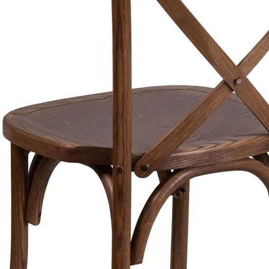 Stackable Pecan Wood Cross Back Chair