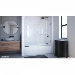 Aqua Uno 56-60 in. W x 58 in. H Frameless Hinged Tub Door with Extender Panel in Oil Rubbed Bronze