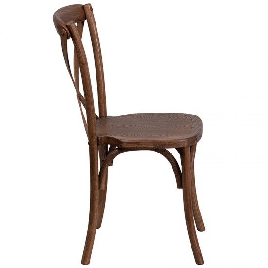 Stackable Pecan Wood Cross Back Chair