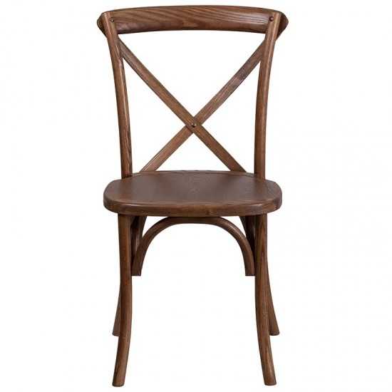 Stackable Pecan Wood Cross Back Chair