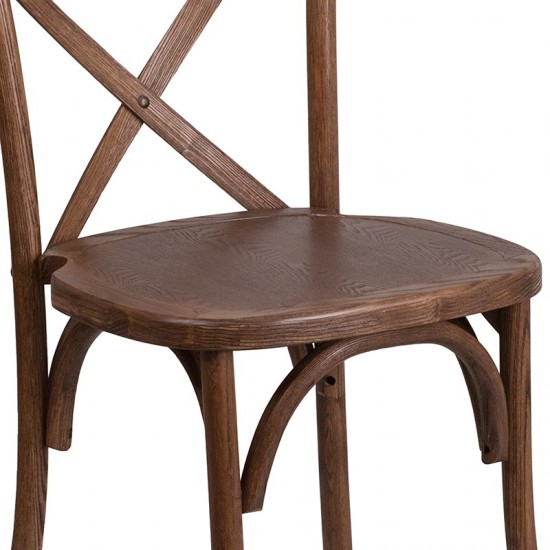 Stackable Pecan Wood Cross Back Chair