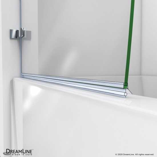 Aqua Uno 56-60 in. W x 30 in. D x 58 in. H Frameless Hinged Tub Door with Return Panel in Chrome