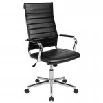 High Back Black LeatherSoft Contemporary Ribbed Executive Swivel Office Chair