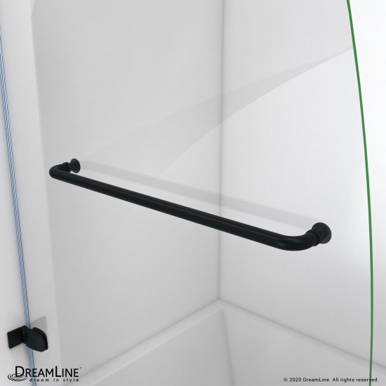 Aqua Uno 56-60 in. W x 30 in. D x 58 in. H Frameless Hinged Tub Door with Return Panel in Satin Black
