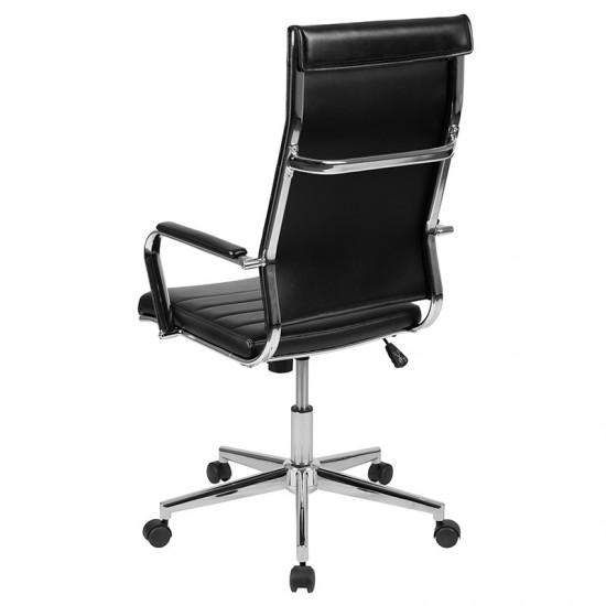 High Back Black LeatherSoft Contemporary Ribbed Executive Swivel Office Chair