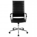 High Back Black LeatherSoft Contemporary Ribbed Executive Swivel Office Chair