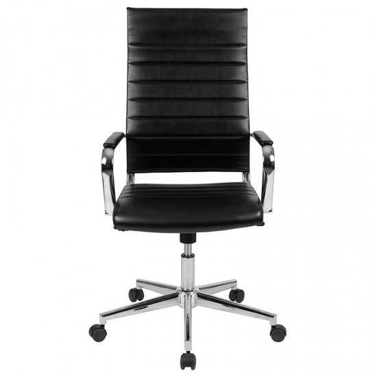 High Back Black LeatherSoft Contemporary Ribbed Executive Swivel Office Chair