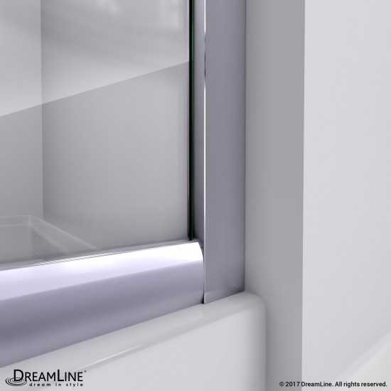 Prime 33 in. x 74 3/4 in. Semi-Frameless Frosted Glass Sliding Shower Enclosure in Chrome with White Base Kit