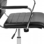 Mid-Back Black LeatherSoft Contemporary Ribbed Executive Swivel Office Chair