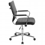 Mid-Back Black LeatherSoft Contemporary Ribbed Executive Swivel Office Chair