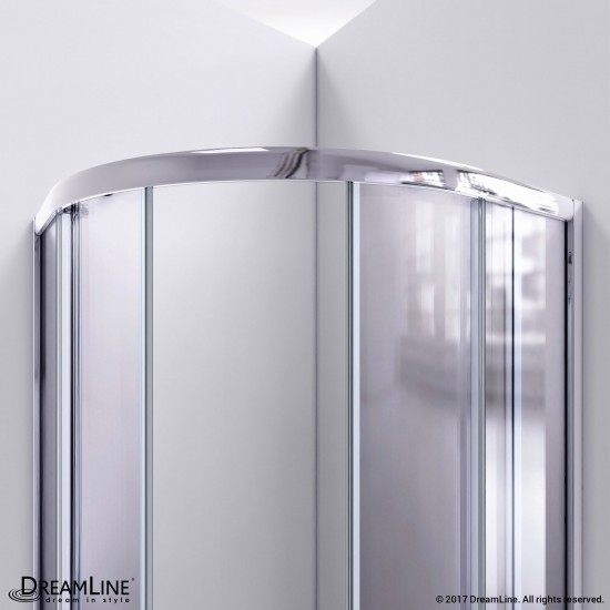 Prime 36 in. x 74 3/4 in. Semi-Frameless Frosted Glass Sliding Shower Enclosure in Chrome with White Base Kit