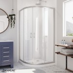 Prime 33 in. x 74 3/4 in. Semi-Frameless Clear Glass Sliding Shower Enclosure in Brushed Nickel with White Base Kit