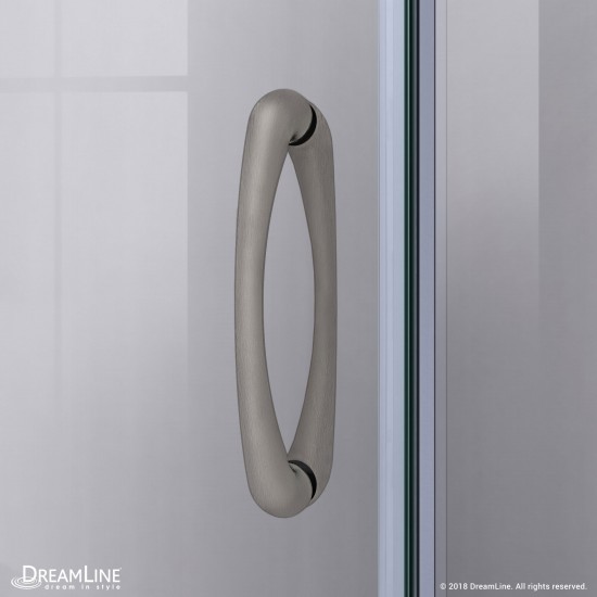 Prime 33 in. x 74 3/4 in. Semi-Frameless Frosted Glass Sliding Shower Enclosure in Brushed Nickel with White Base Kit