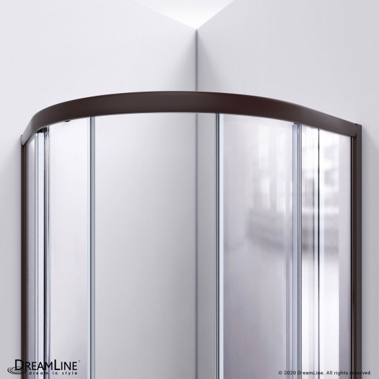 Prime 33 in. x 74 3/4 in. Semi-Frameless Frosted Glass Sliding Shower Enclosure in Oil Rubbed Bronze with White Base Kit