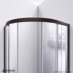 Prime 33 in. x 74 3/4 in. Semi-Frameless Frosted Glass Sliding Shower Enclosure in Oil Rubbed Bronze, Biscuit Base Kit