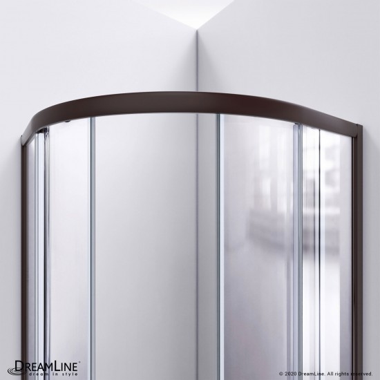 Prime 33 in. x 74 3/4 in. Semi-Frameless Frosted Glass Sliding Shower Enclosure in Oil Rubbed Bronze, Biscuit Base Kit