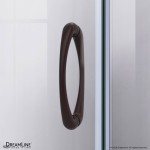 Prime 33 in. x 74 3/4 in. Semi-Frameless Frosted Glass Sliding Shower Enclosure in Oil Rubbed Bronze, Biscuit Base Kit