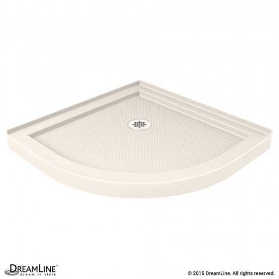 Prime 33 in. x 74 3/4 in. Semi-Frameless Frosted Glass Sliding Shower Enclosure in Oil Rubbed Bronze, Biscuit Base Kit