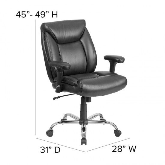 Big & Tall Office Chair | Black LeatherSoft Swivel Executive Desk Chair with Wheels