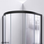 Prime 38 in. x 74 3/4 in. Semi-Frameless Frosted Glass Sliding Shower Enclosure in Satin Black with White Base Kit
