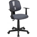 Flash Fundamentals Mid-Back Gray Mesh Swivel Task Office Chair with Pivot Back and Arms, BIFMA Certified