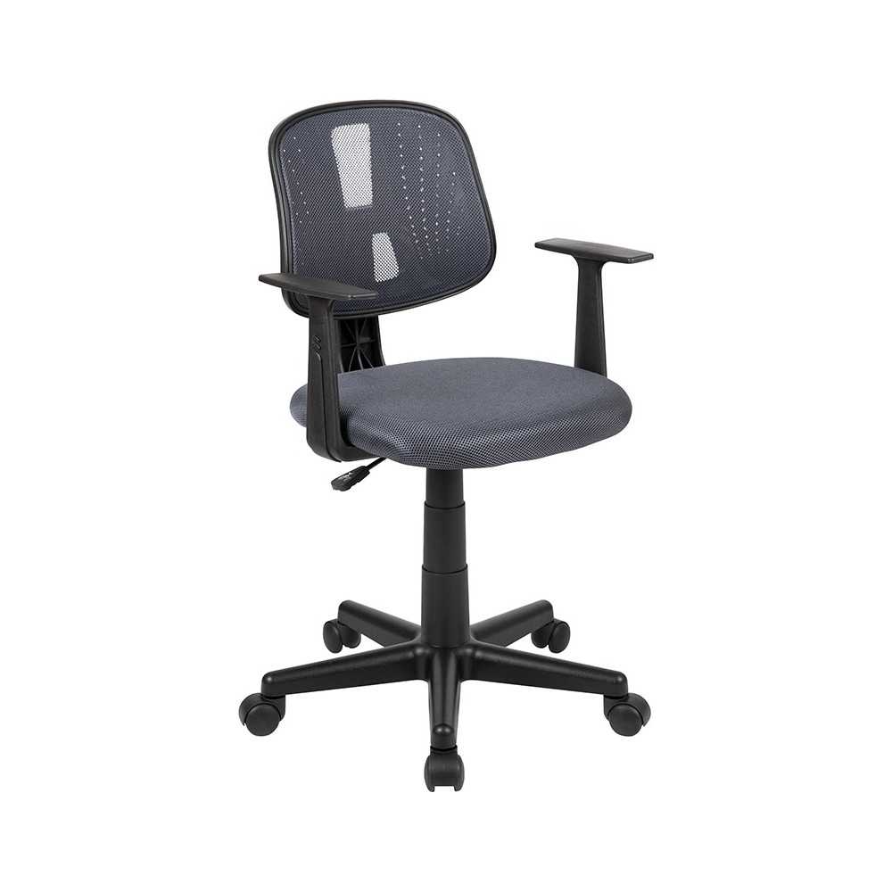 Flash Fundamentals Mid-Back Gray Mesh Swivel Task Office Chair with Pivot Back and Arms, BIFMA Certified