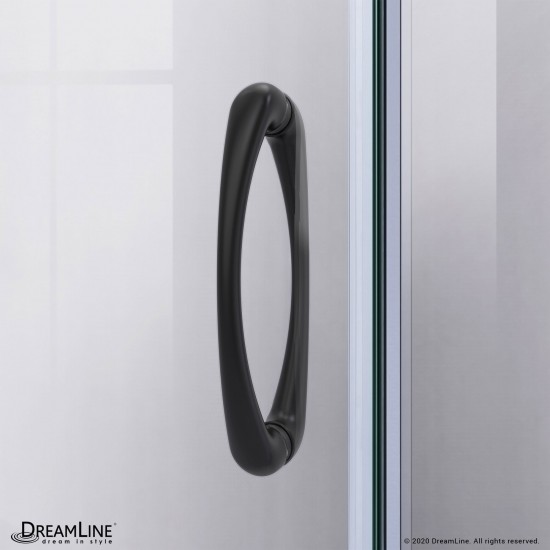 Prime 38 in. x 74 3/4 in. Semi-Frameless Frosted Glass Sliding Shower Enclosure in Satin Black with Black Base Kit