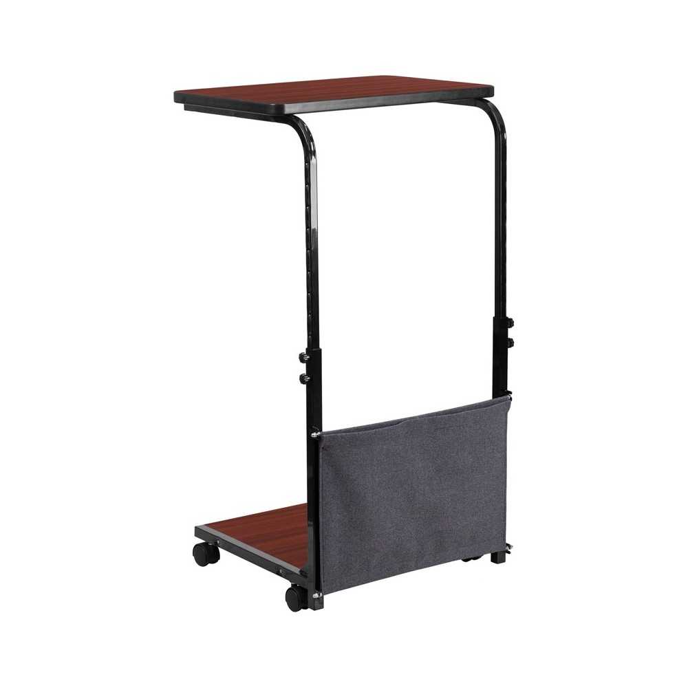 Mobile Sit-Down, Stand-Up Mahogany Computer Ergonomic Desk with Removable Pouch (Adjustable Range 27'' - 46.5'') Mobile Sit-Down, Stand-Up Mahogany Computer Ergonomic Desk with Removable Pouch (Adjustable Range 27'' - 46.5'')