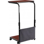 Mobile Sit-Down, Stand-Up Mahogany Computer Ergonomic Desk with Removable Pouch (Adjustable Range 27'' - 46.5'')