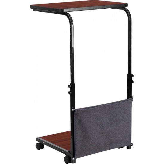 Mobile Sit-Down, Stand-Up Mahogany Computer Ergonomic Desk with Removable Pouch (Adjustable Range 27'' - 46.5'')