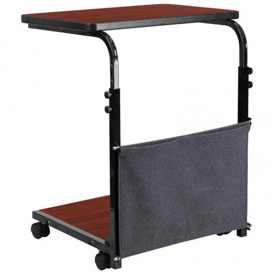 Mobile Sit-Down, Stand-Up Mahogany Computer Ergonomic Desk with Removable Pouch (Adjustable Range 27'' - 46.5'')